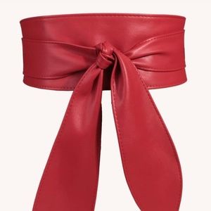 New Red leather faux belt to tie around waist
